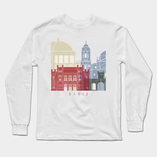 Cadiz skyline poster Long Sleeve T-Shirt